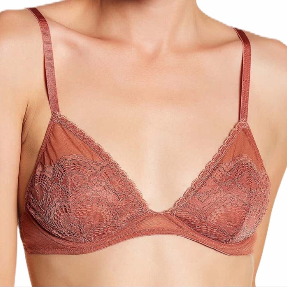 Free People 32B‎ Bra Triangle Lace Underwire Copper New